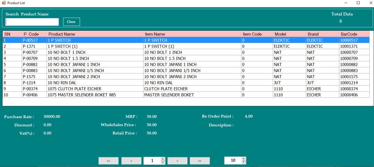 Point of sale system for clothing store