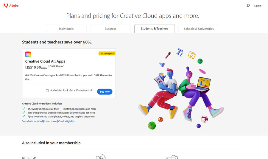 Teacher cloud student edition creative adobe subscription month au